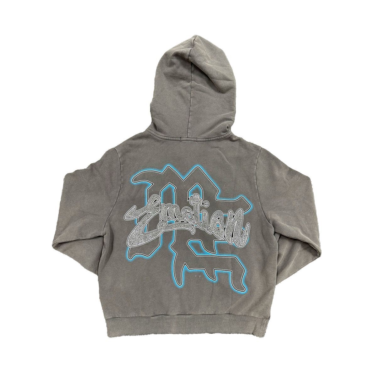 MIXED EMOTION GREY RHINESTONE HOODIE
