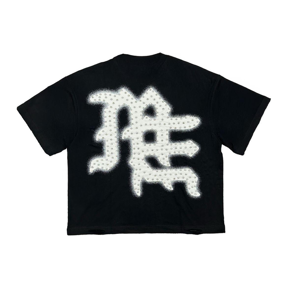 MIXED EMOTION BLACK END RHINESTONE TEE