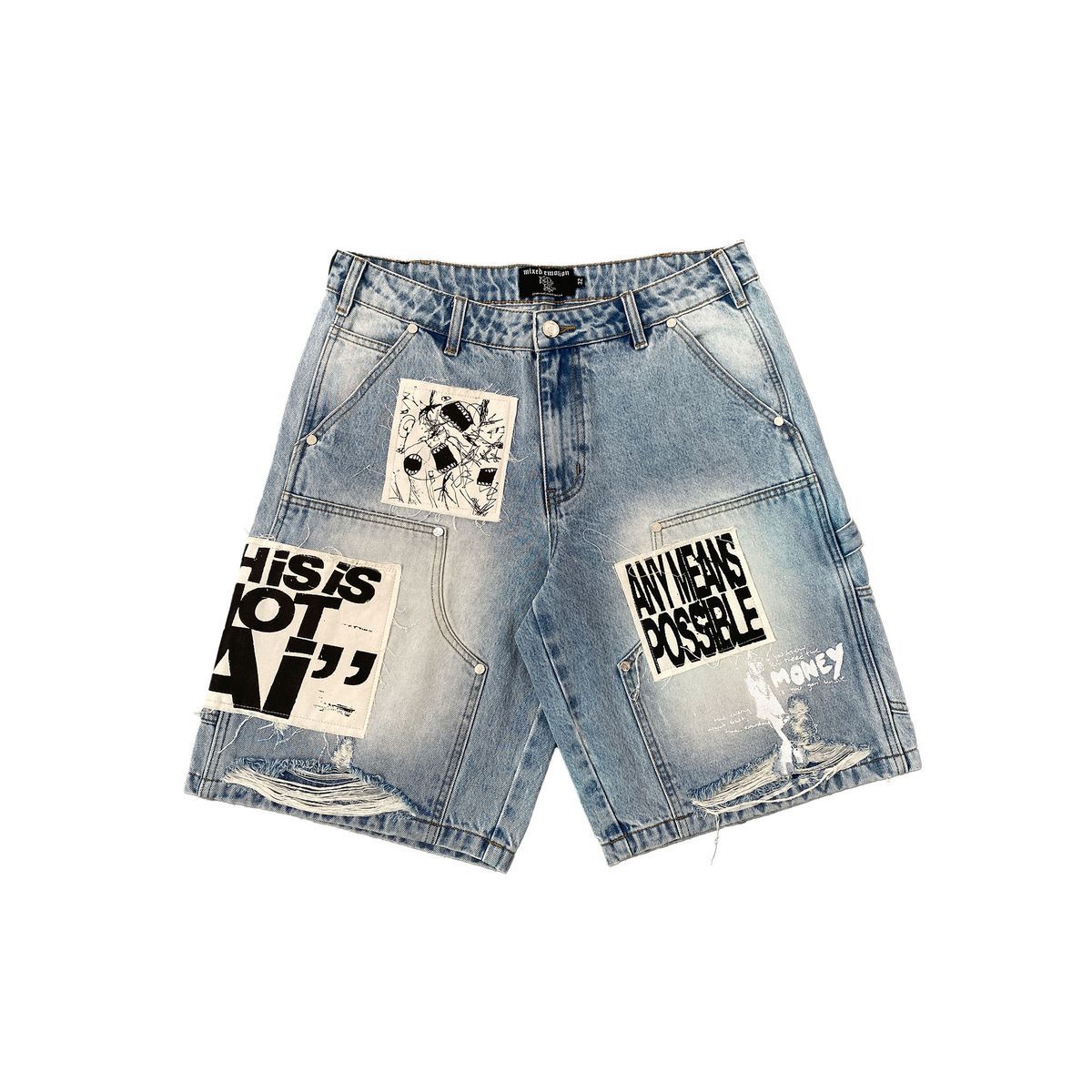 MIXED EMOTION DENIM SHORTS